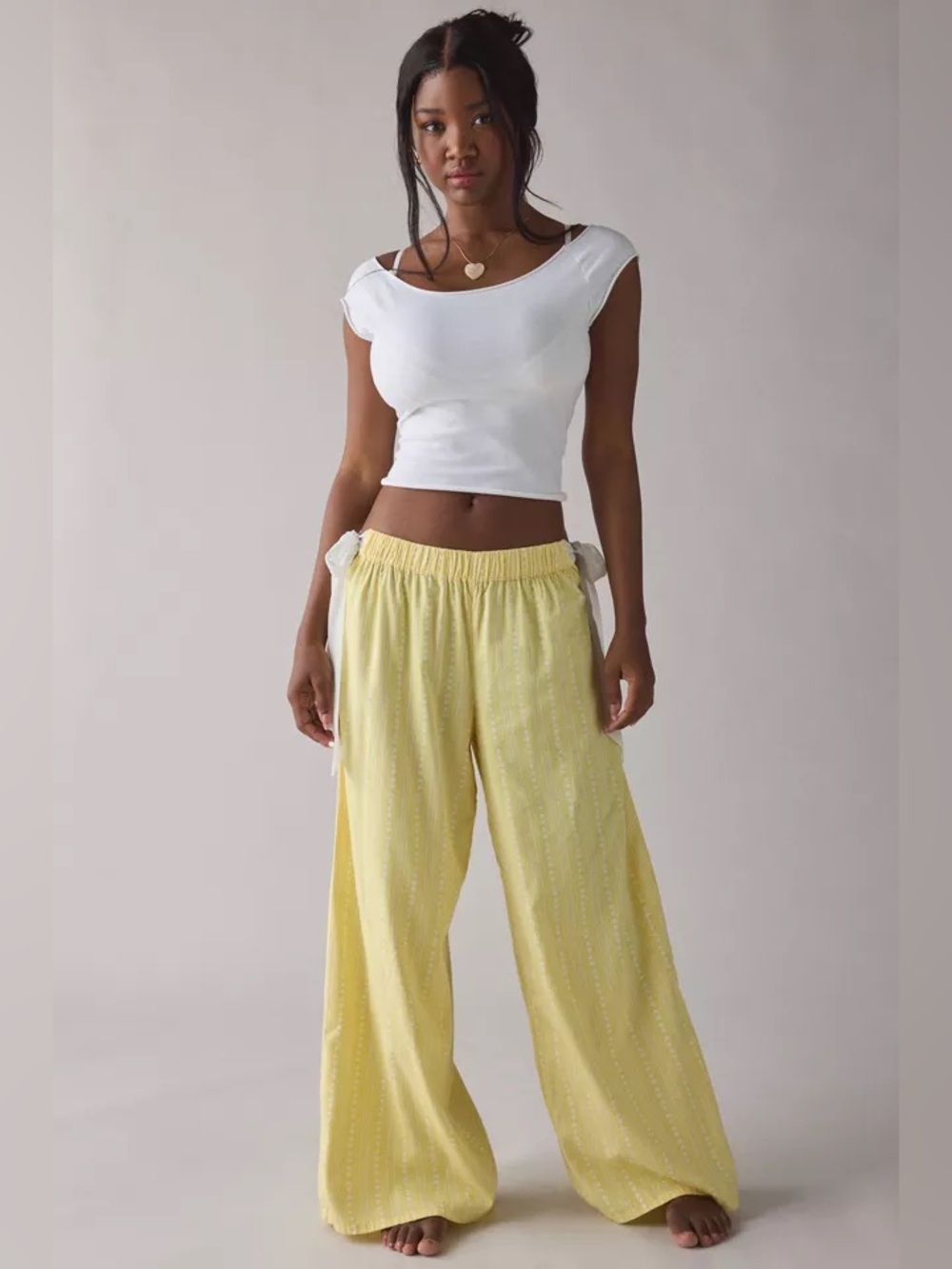 UO Out From Under Eat Your Heart Out Side-Tie Bow PJ Pants